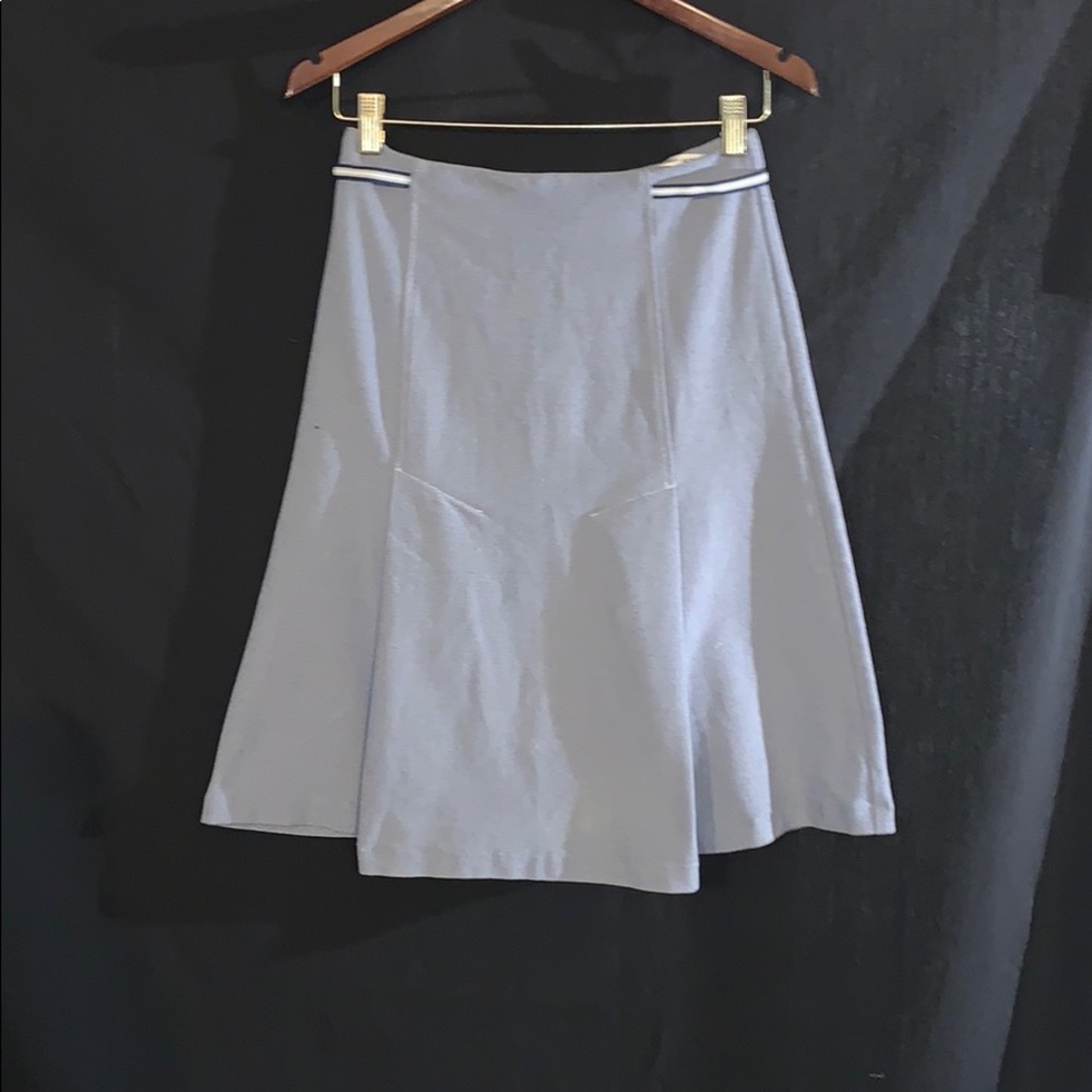 Navy Blue and White Pleated Circle Skirt